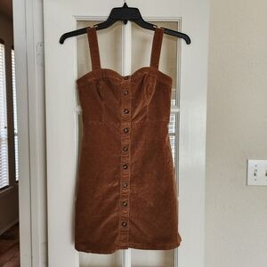 Hollister Brown Corduroy Button-Front Mini Fall Dress Small